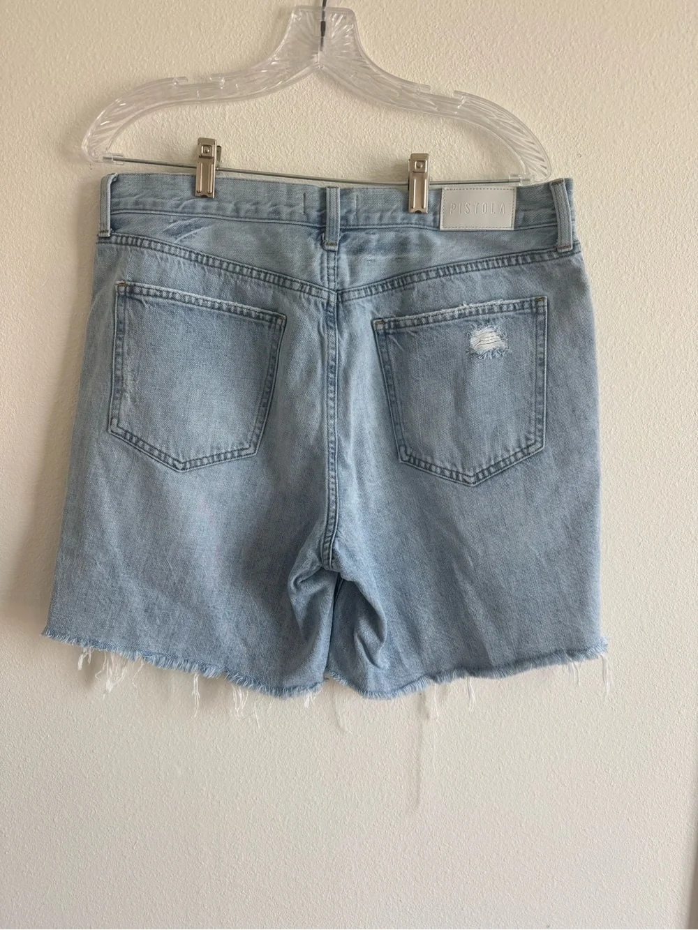 Pistola Denim Light Blue Distressed Denim Shorts